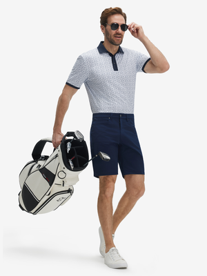 Stylish Full Print Contrast Collared Golf Polo Shirts