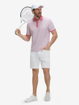 Stylish Full Print Contrast Collared Golf Polo Shirts