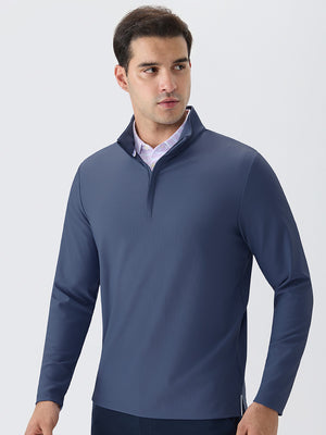 Ribbed Texture Nylon Quarter Zip Pullover