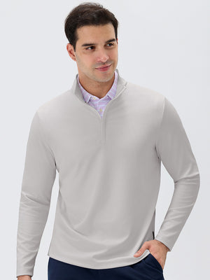 Ribbed Texture Nylon Quarter Zip Pullover