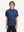 Front half-body shot of youth in navy colorful flower performance print boys golf polo, highlighting design and fit