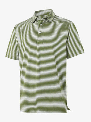 3D view of Sport Fit Stripe Polo in Olive Green Stripe