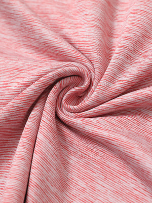 Red heather pinstripe brushed fabric detail of dry fit quarter zip golf pullover