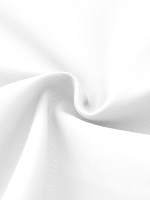 Close-up of fabric on water resistant versatile 8 pockets shorts, showing texture and finish in white.